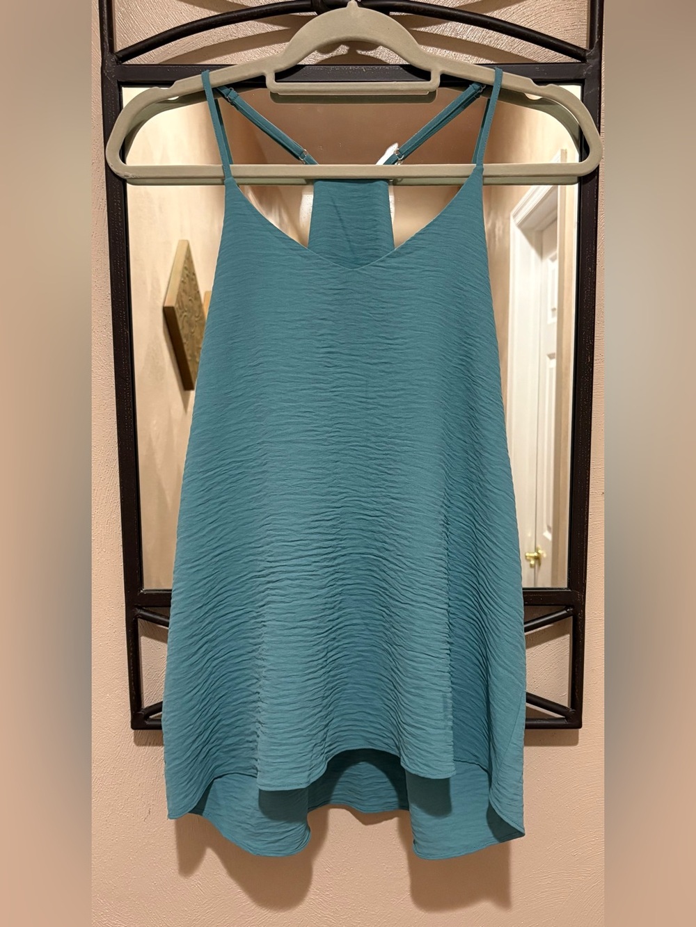 Zenana Teal Textured V-Neck Spaghetti Strap Cami Size L